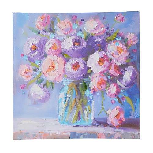 16" Medium Purple Floral Wall Art Canvas