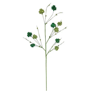 28" Glitter St Patrick's Clover Berry Spray - Green/Lime
