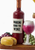 3" Resin Wine Plate W/Cheese Ornament- working nine to wine