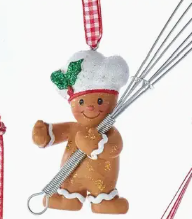 3.5"Gingerbread Boy Utensils Ornament 3/A - Whisk