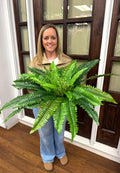 37" Boston Fern Bush (Silk) 6 Stems, 36 Leaves - UV Protected - Green