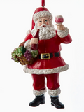 4.5" Resin Wine Santa Ornament
