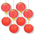 8 PACK | Red Chinese Lunar New Year Prosperity Paper Lantern, Hanging Combo Set