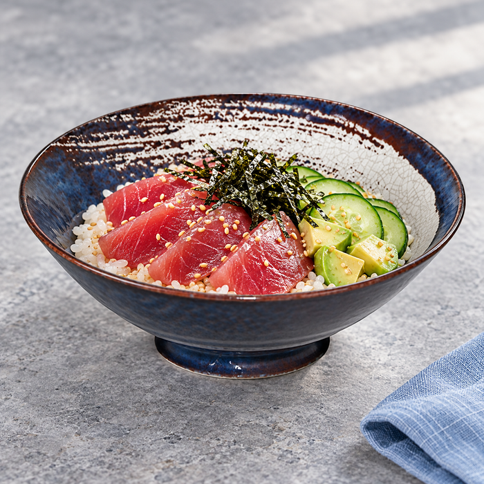 Ceramic Noodle Bowl — 50 fl. oz., Navy, Styled view