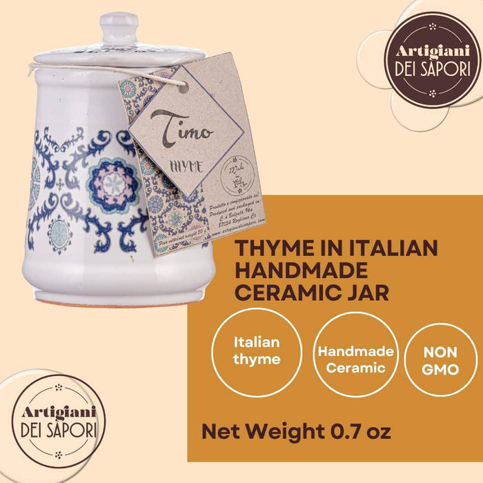 Artigiani dei Sapori, Dried Thyme in  Ceramic Jar, 0.7oz (19grs)