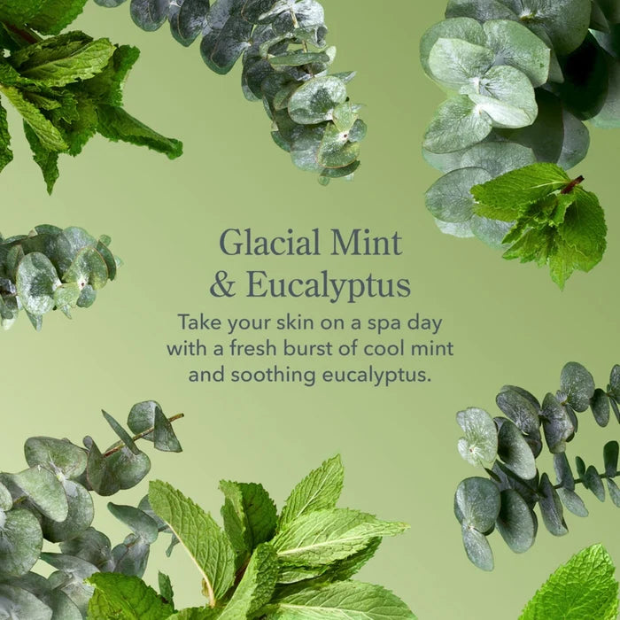 Image of glacial mint leaves alongside exclucitus plant, showcasing their vibrant green colors and unique textures.