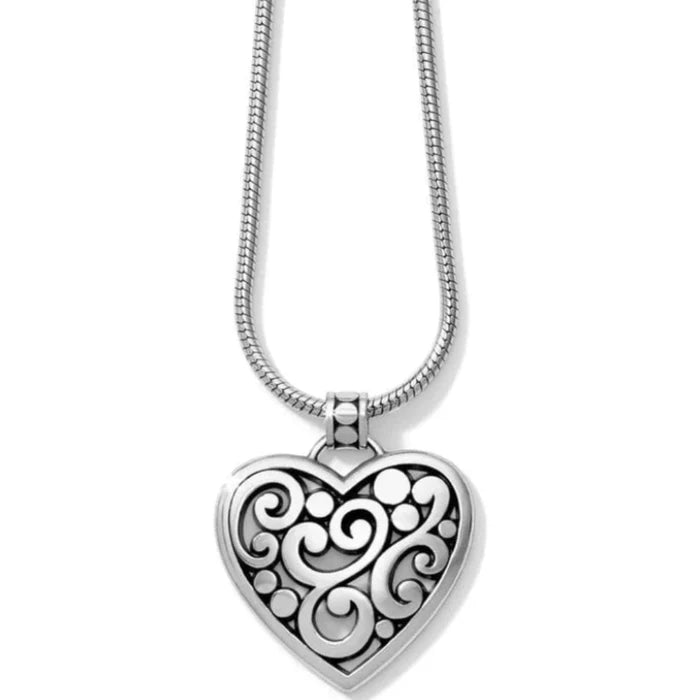 The Brighton Contempo Heart Silver Necklace blends vintage inspiration with modern design.