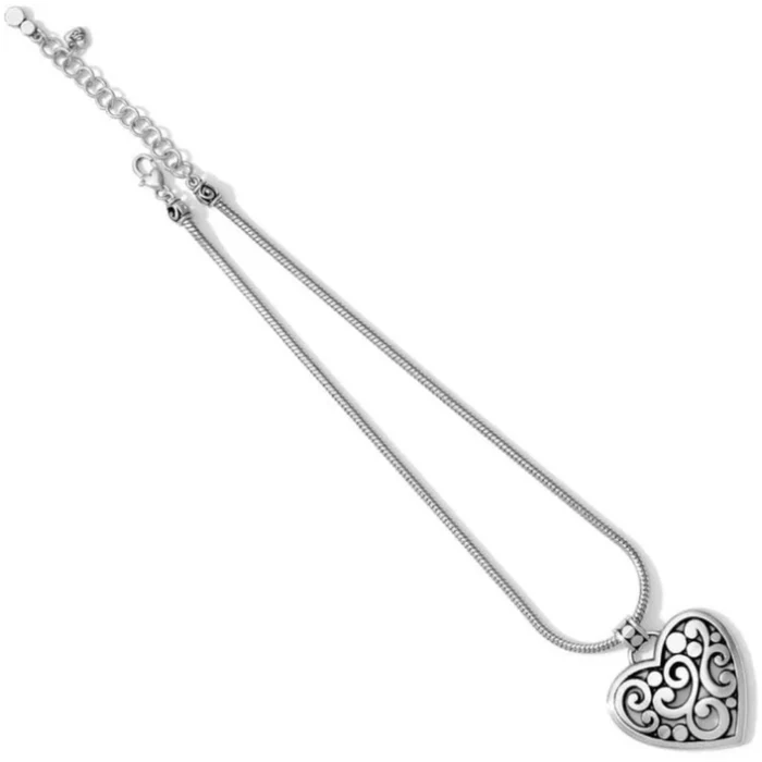 The Brighton Contempo Heart Silver Necklace blends vintage inspiration with modern design.