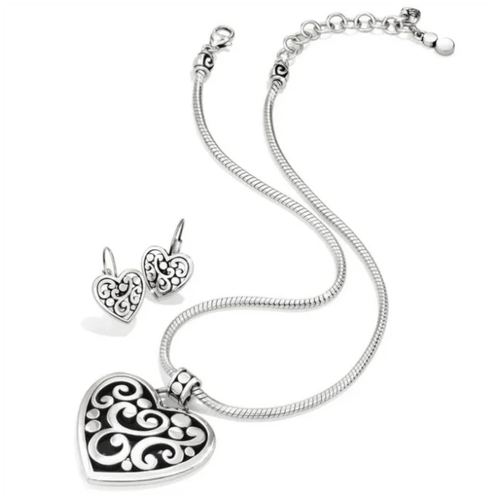 The Brighton Contempo Heart Silver Necklace blends vintage inspiration with modern design.