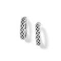 Elegant silver hoop earrings showcasing a unique braid design.