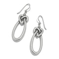 Polished silver Interlok linked hearts French wire drop earrings featuring two connected heart shapes with an elegant, timeless design.