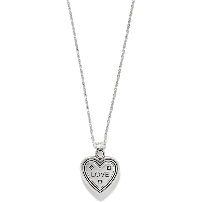 Brighton Mosaic Heart Two Tone Heart Petite Necklace featuring a delicate heart pendant with intricate mosaic detailing and contrasting two-tone accents.