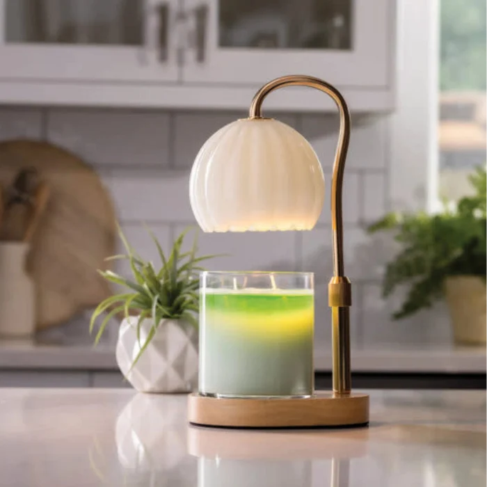 The Candle Warmers Lamp Milk Glass wax warmer fills your home with beautiful fragrance safely.