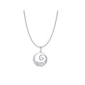 Silver necklace with a spiral pendant on a white background