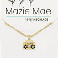 Unique beat box–inspired pendant finished in a polished gold tone