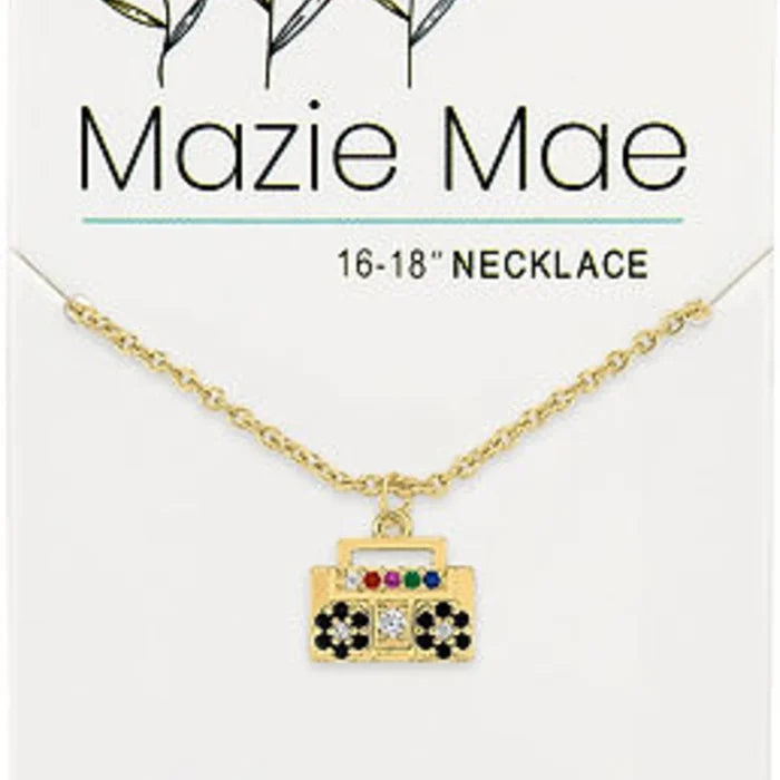 Unique beat box–inspired pendant finished in a polished gold tone