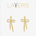 Stylish gold layered drop earrings featuring double quatrafoil accents for women