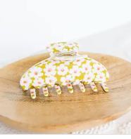 Citron Posies Claw Clip