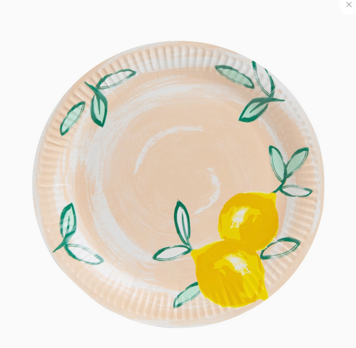Citrus Fruit Lemon Paper Plates For Summer | 12 Pack |