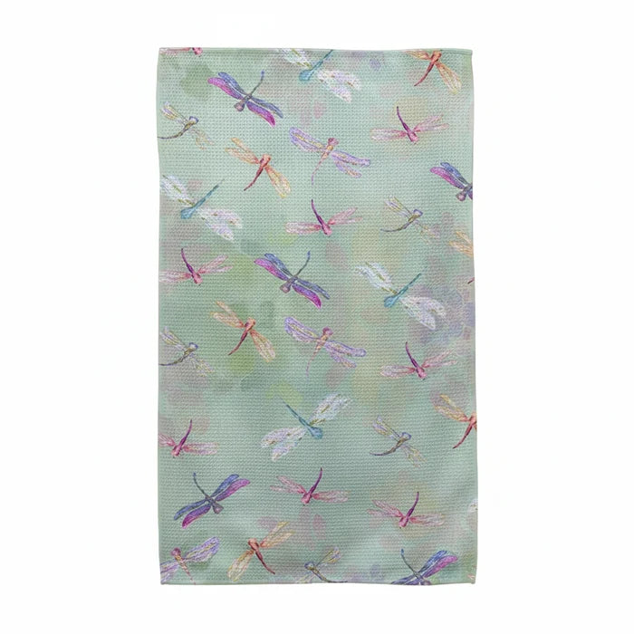 This CJ Bella Dragonfly Multi Tea Towel features a colorful multi-dragonfly print that brightens any kitchen.