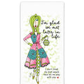 CJ Bella Co. I'm Glad We Met Later Flour Sack Towel with sentimental friendship message and kitchen décor design