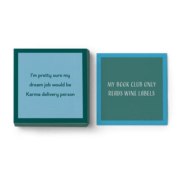 This Drinks On Me Karma Delivery Napkin features a witty karma-themed design that sparks instant conversation.