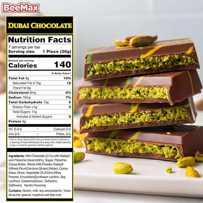 Dubai chocolate - Dubai dessert - Dubai Irresistible Milk Chocolate with Kadayif and Pistachio Cream- Viral Dubai Chocolate- Milk Chocolate Bar-Pistachios - Tiktok trends - trends