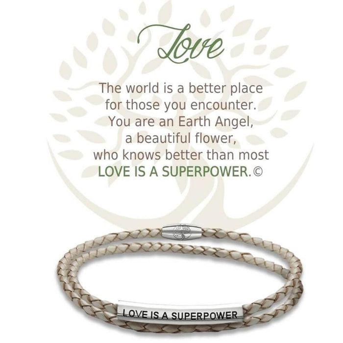 "Earth Angel : Love Champagne Leather Bracelet -"