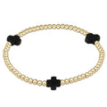 enewton design Signature Cross Pattern Bracelet with gold beads and onyx cross accents on white background