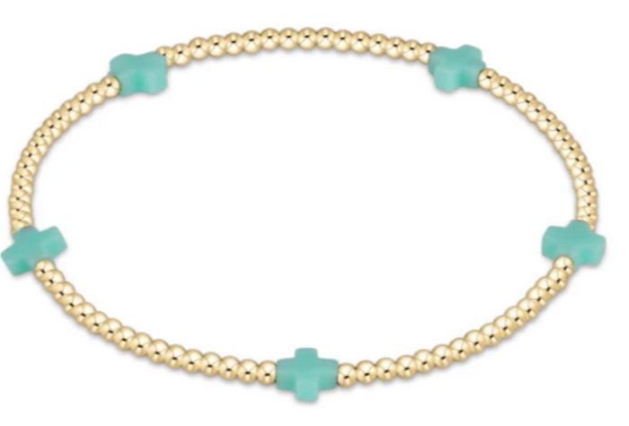 ENEWTON EGIRL SIGNATURE CROSS SMALL GOLD 2MM BEAD MINT