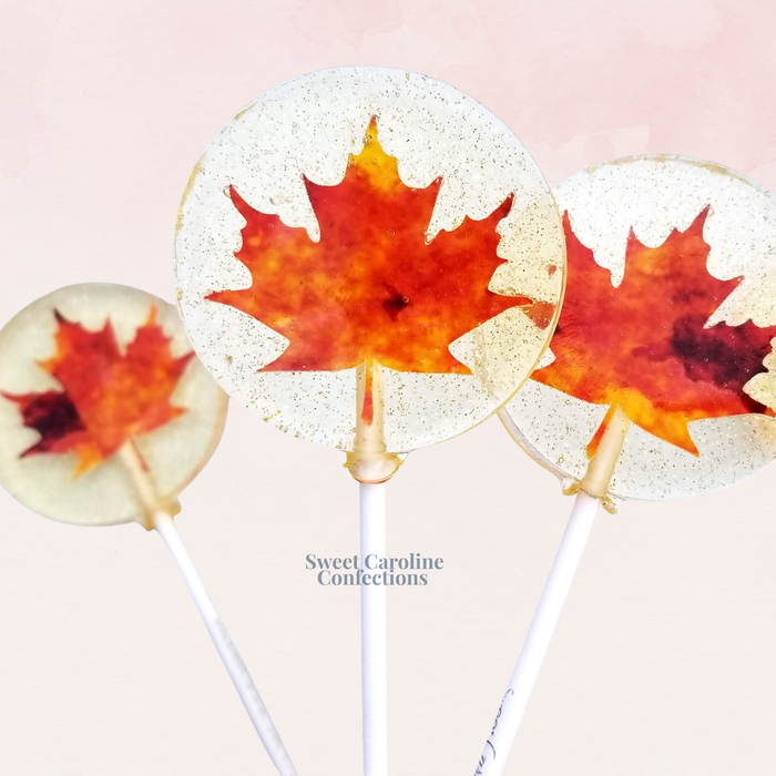 Fall Leaf Lollipops, Caramel Flavor, 10/Case- VEGAN