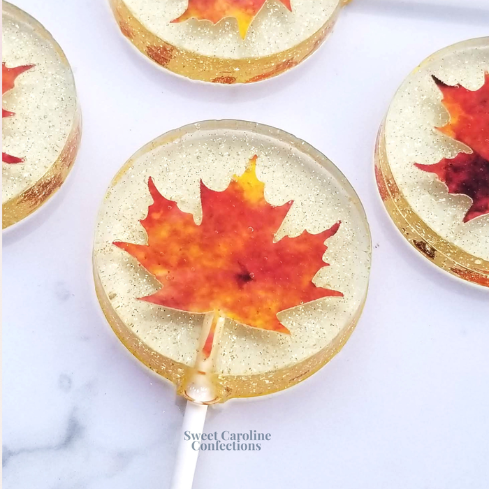 Fall Leaf Lollipops, Caramel Flavor, 10/Case- VEGAN