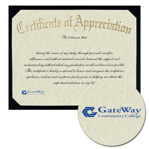 GateWay Community College - Arizona Certificate of Appreciation