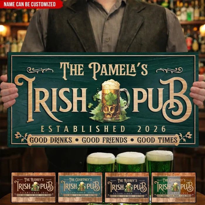 Good Drinks, Good Friends, Good Times - Personalized Wooden Sign, St. Patrick’s Day Celebration Gift, Family Gift