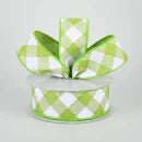 Green & White Plaid Wired Ribbon - 1.5" x 10yds
