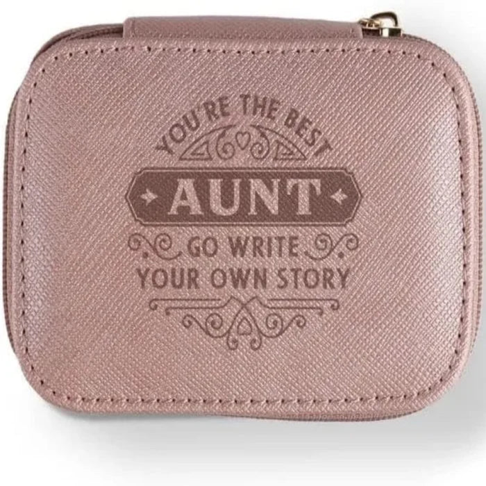 H & H Gifts personalised jewellery box for aunt with custom name, inspirational message, ring holder, compartments, and travel-friendly design.