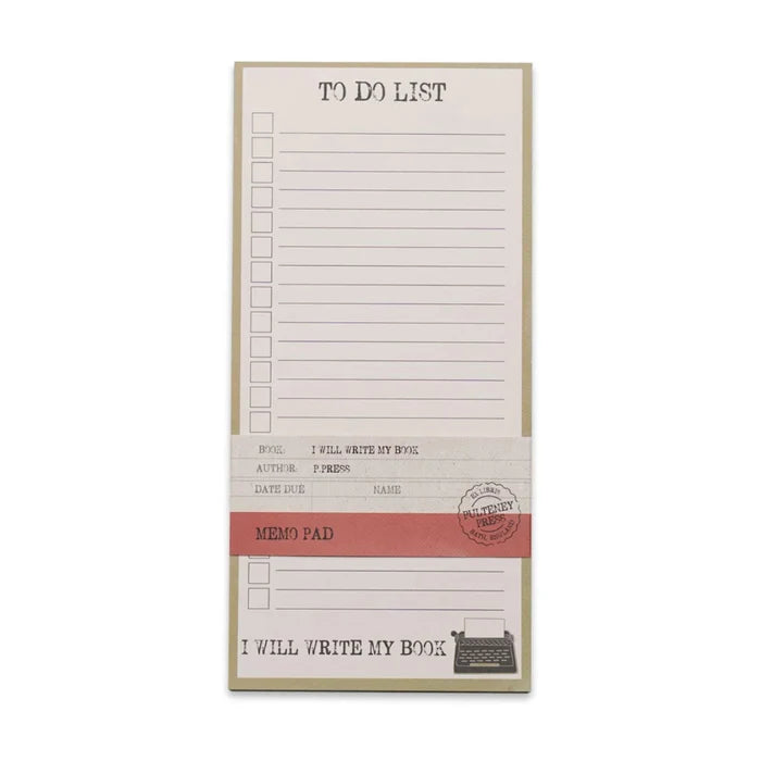 Memo Pad featuring "I Will Write My Book" quote for writers, readers, note-taking, and creative ideas.
