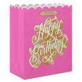 Hallmark : 13" Happy Birthday Script on Pink Large Gift Bag