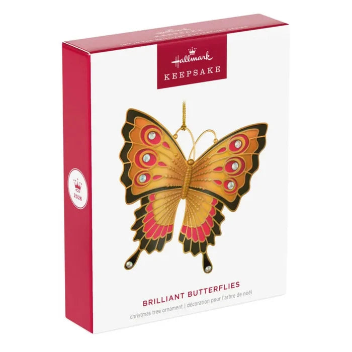 Hallmark Keepsake Christmas ornament packaging with butterfly design on a white background