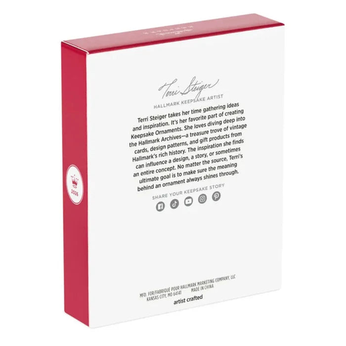 Hallmark Keepsake Ornament packaging with text and logo on a white background