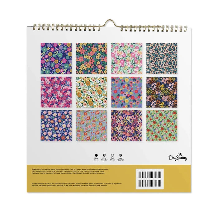 Hallmark Bright Floral 2027 Mini Wall Calendar 7x7 – interior month spread with floral artwork and inspirational quote