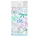 Tea towel with colorful bow pattern in packaging