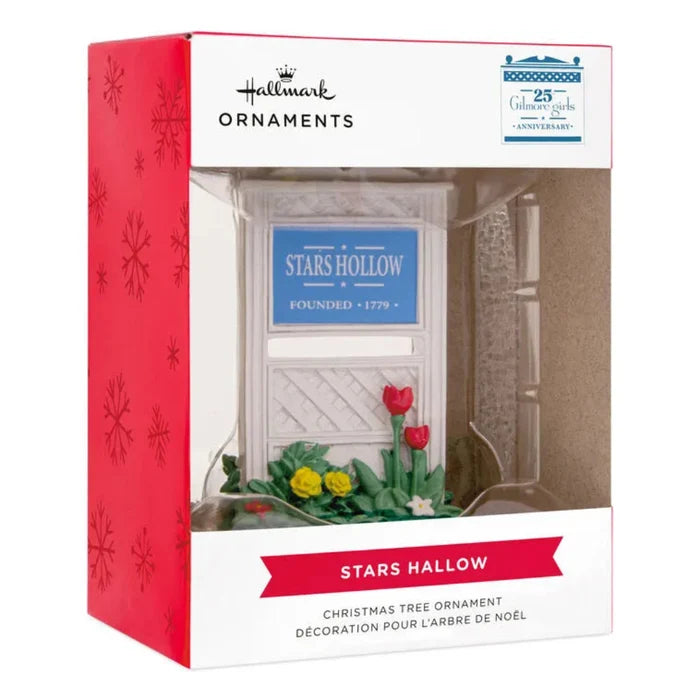 Hallmark Ornaments packaging with 'Stars Hollow' ornament on a white background