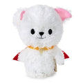 itty bittys Krypto the Superdog plush with bright white fur, embroidered face, red cape, and one ear raised