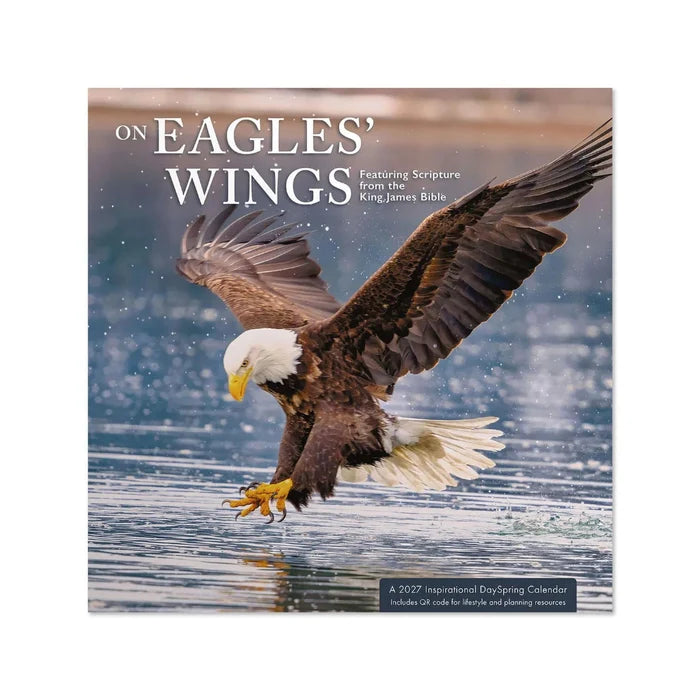 Hallmark On Eagles' Wings 2027 Inspirational 12-Month Wall Calendar with KJV Scripture, 12x12, featuring inspirational eagle imagery and Bible verses.
