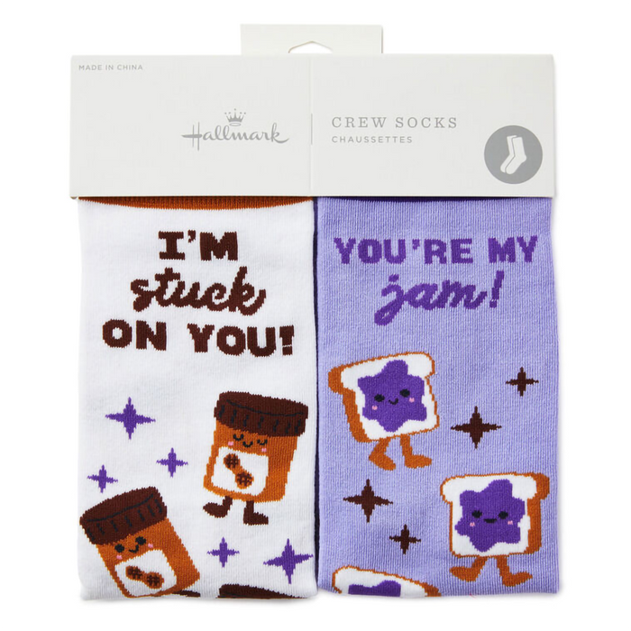 Hallmark : Peanut Butter and Jelly Better Together Funny Crew Socks