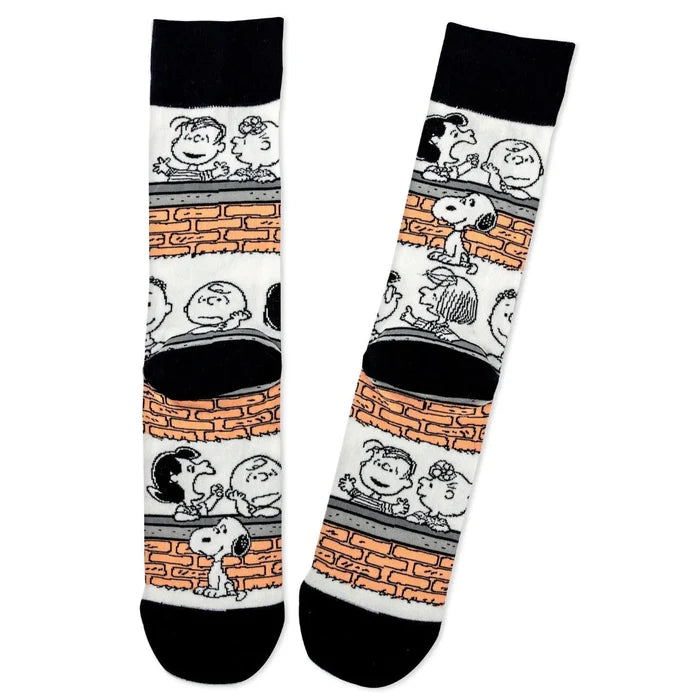 Socks with Peanut Gang cartoon character design on a white background