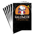 Hallmark Peanuts Vampire Snoopy and Woodstock Halloween cards, pack of 6, featuring fun spooky artwork for sending Halloween greetings.