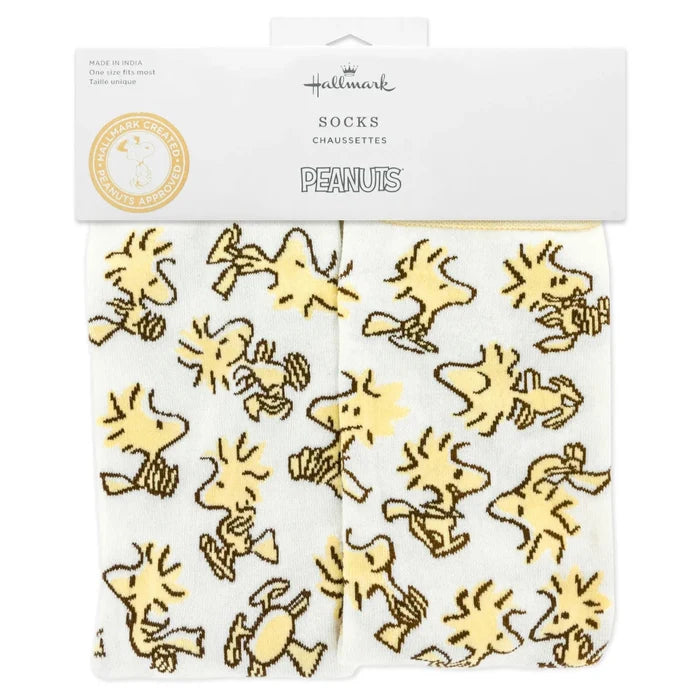 Pack of socks with gold dog pattern on white background, featuring Hallmark branding.