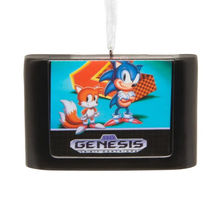 Sonic the Hedgehog™ 2 Hallmark Christmas ornament featuring a retro SEGA Genesis game cartridge with classic 16-bit artwork.